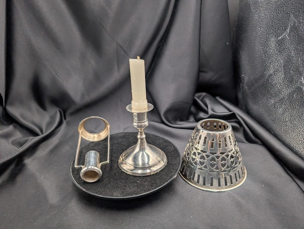 Chrome Candlestick Holder with Shade / Chasher