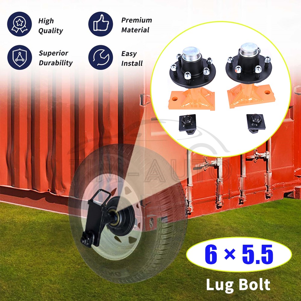 6 x 5.5 Lug Superior Shipping Container Wheels Bolt-on Spindle Kit