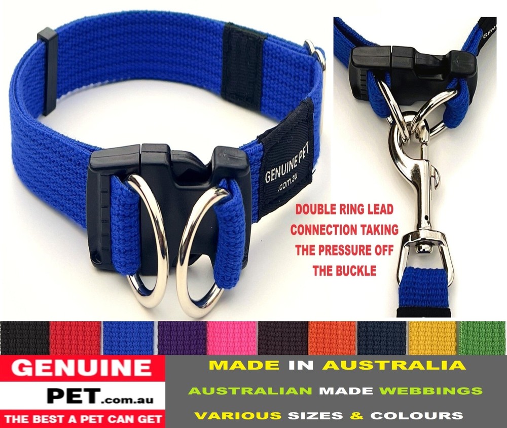 Quality Dog Collar Soft Webbing Double Up Secure Collars Lead Leash