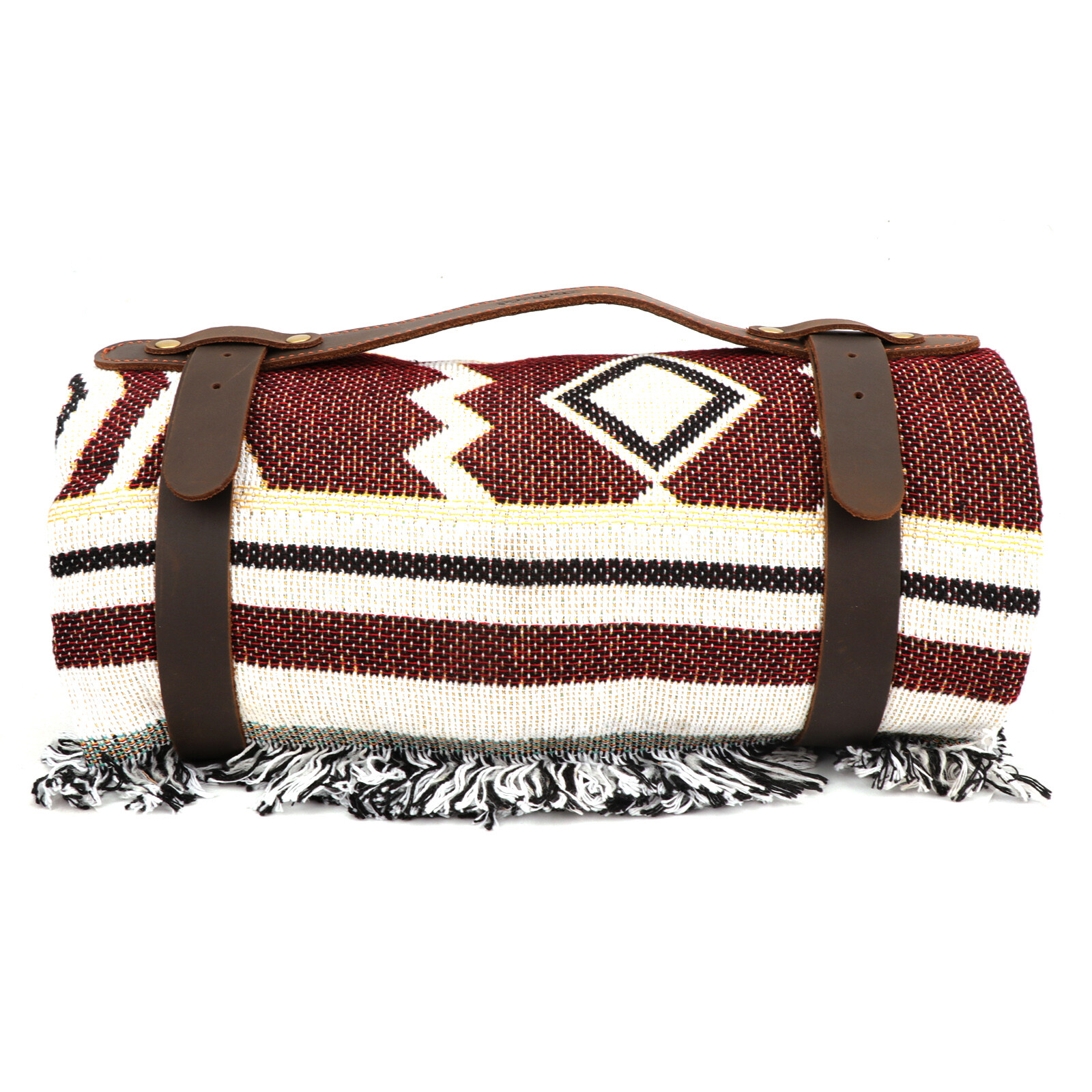 Leather Picnic Motorcycle Blanket Carry Handle Belt Bedroll Strap-Xmas Gift