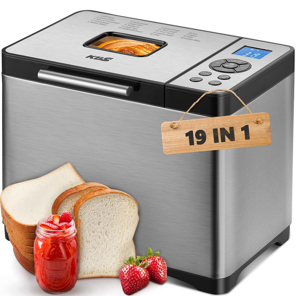 KBS 2LB Bread Maker, 19-in-1 Automatic Bread Machine Stainless Steel with Cer...