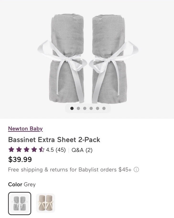Fitted Sheets for Bassinet & Bedside Sleeper, Essential Bassinet (2-Pack) - U...