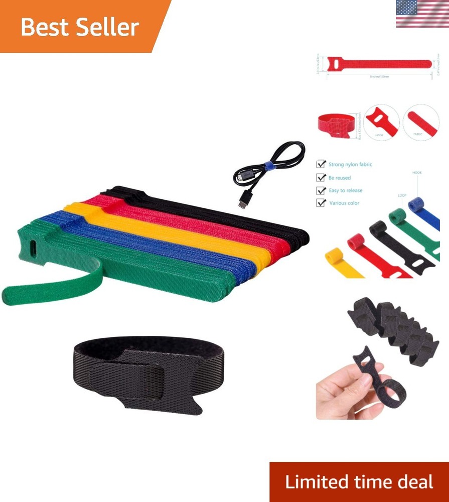 Durable 6-Inch Microfiber Cable Ties - 100PCS Hook & Loop for Smart Organization