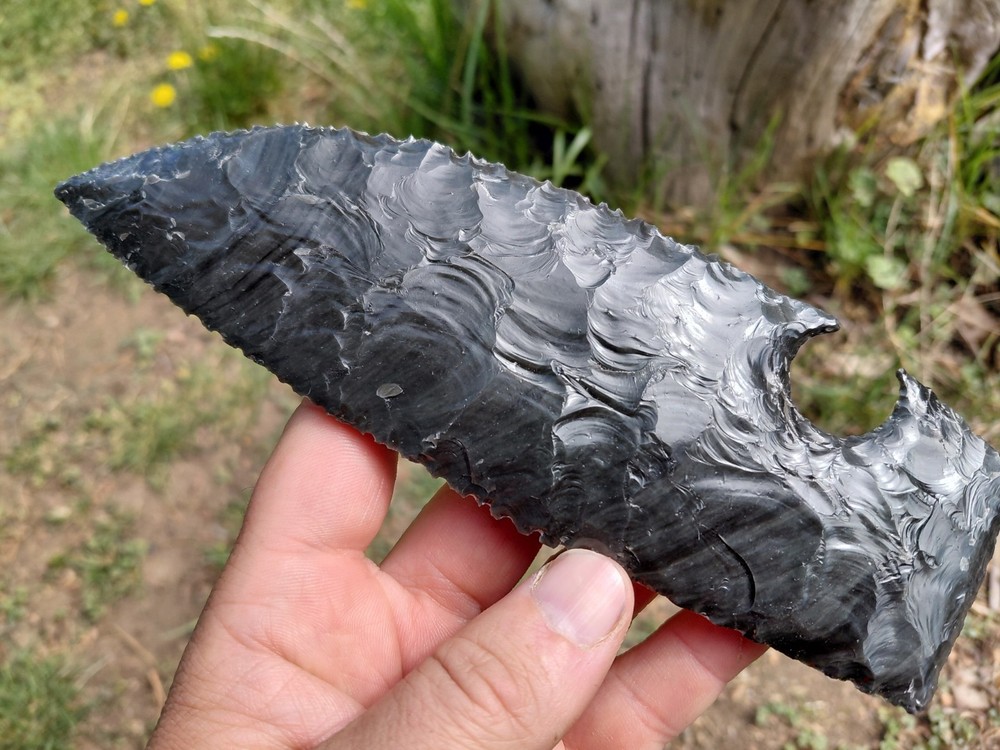 7 Inch Obsidian Blade. Flintknapping, Arrowheads