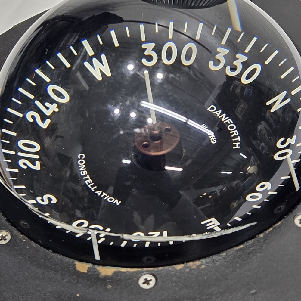 Vtg Danforth Constellation Dash Mount Compass 5" Card Red LED Light High Speed