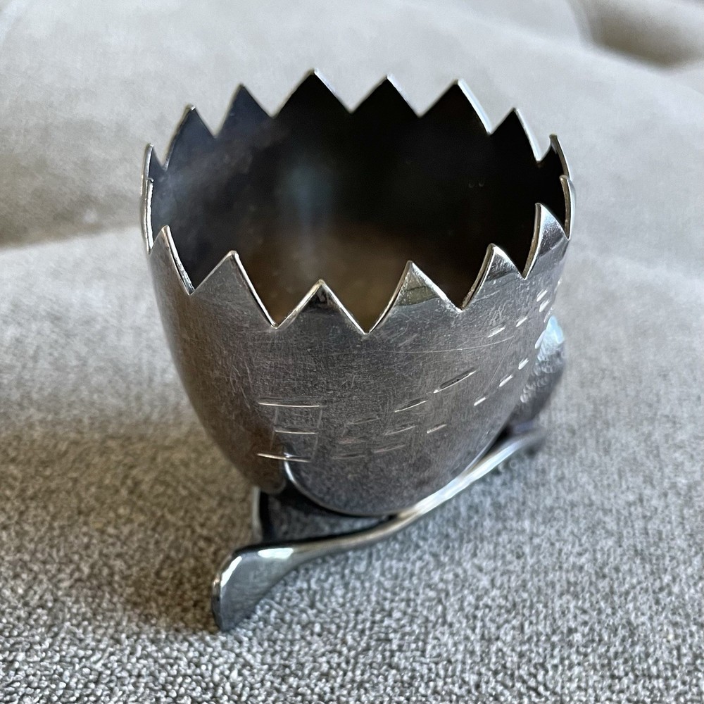 Chick Egg Wishbone Silverplated Toothpick Match Holder Hatched Victorian Easter