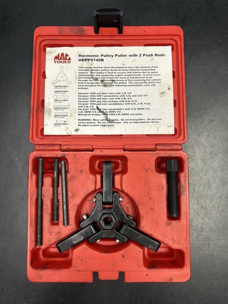 HARMONIC PULLEY PULLER WITH 2 PUSH RODS MAC TOOLS HDPP9740B