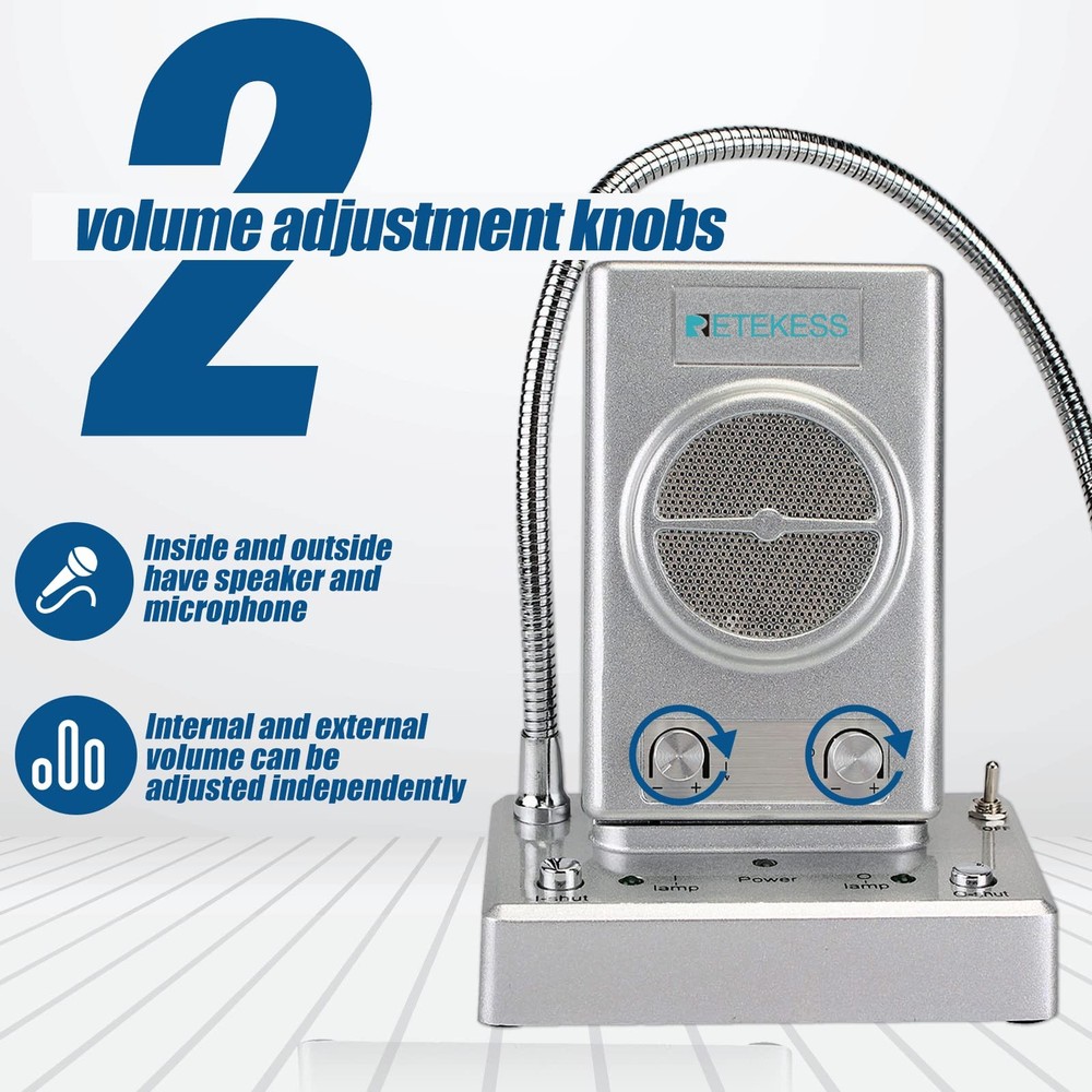 Retekess TW102 Window Microphone Speakers, Window Intercom System, 8M Cable ...