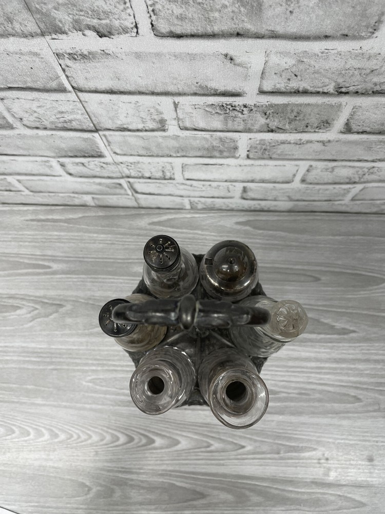 Silverplate Reed & Barton Cruet Set #1659 7 Piece On Stand