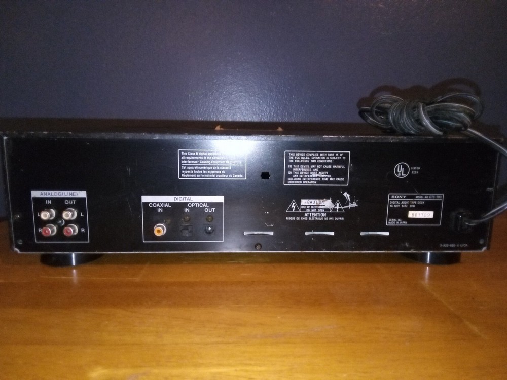 Sony Dtc-790 Digital Audio Tape Deck