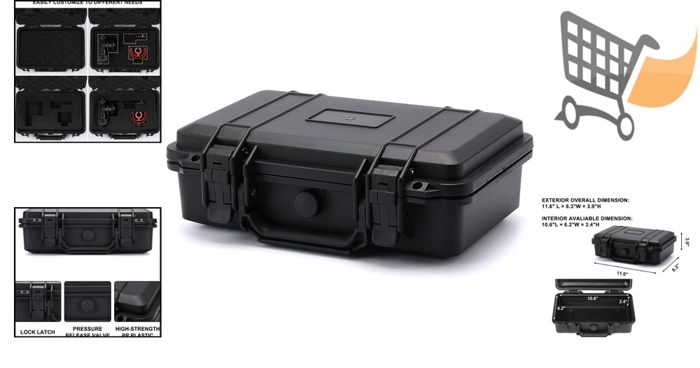 Waterproof Hard Case with Foam Insert Shockproof Tool Storage Box