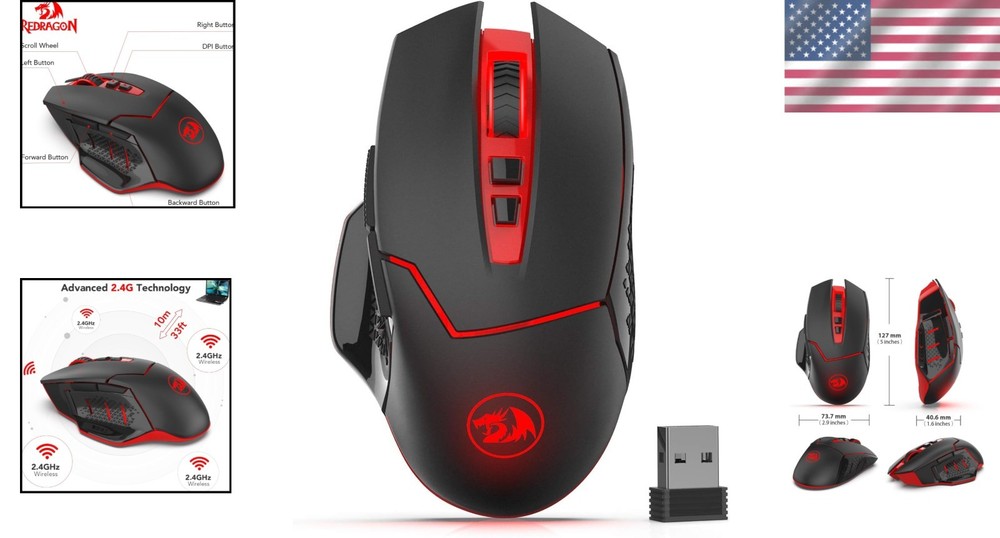 Advanced Ergonomic Wireless Gaming Mouse - Fast Response, 2400 DPI, USB Receiver