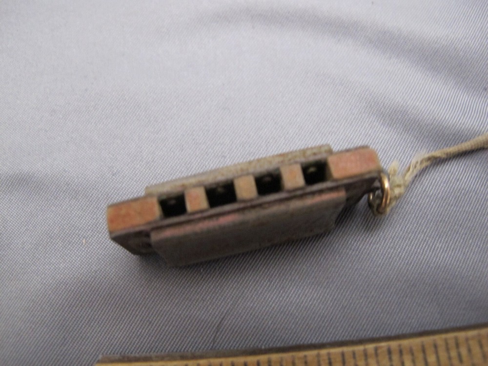Tiny 1930s German HOHNER Miniature HARMONICA- 1.5 Inch-Metal & Wood