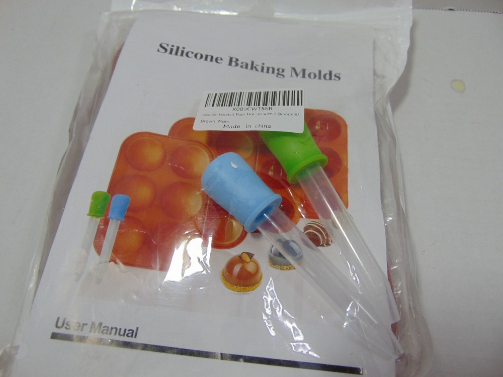 Silicone Baking Molds - 6pc set - 4 2in Silicone Baking Molds & 2 Droppers