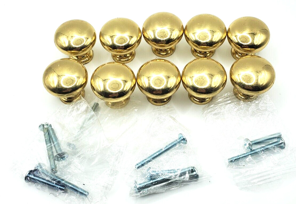 Brass Door Pull Ready to Install Gold Round Drawer Pulls Screws Vary 10 Count