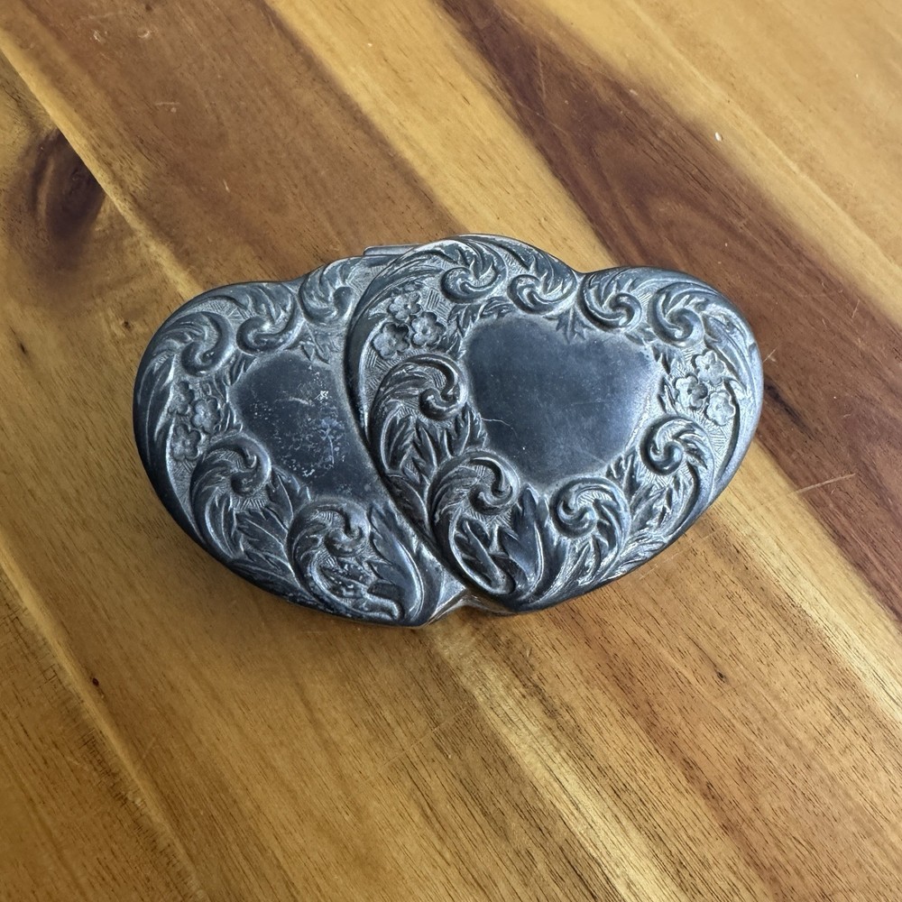 Vintage Godinger Silver Art Co LTD 2 Heart Silver Plate Trinket Jewelry Box Boho