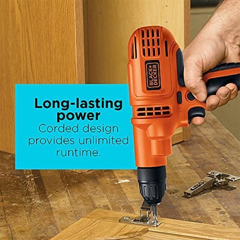 Powerful Corded Drill 55Amp Variable Speed Compact Onboard Bit Storage New