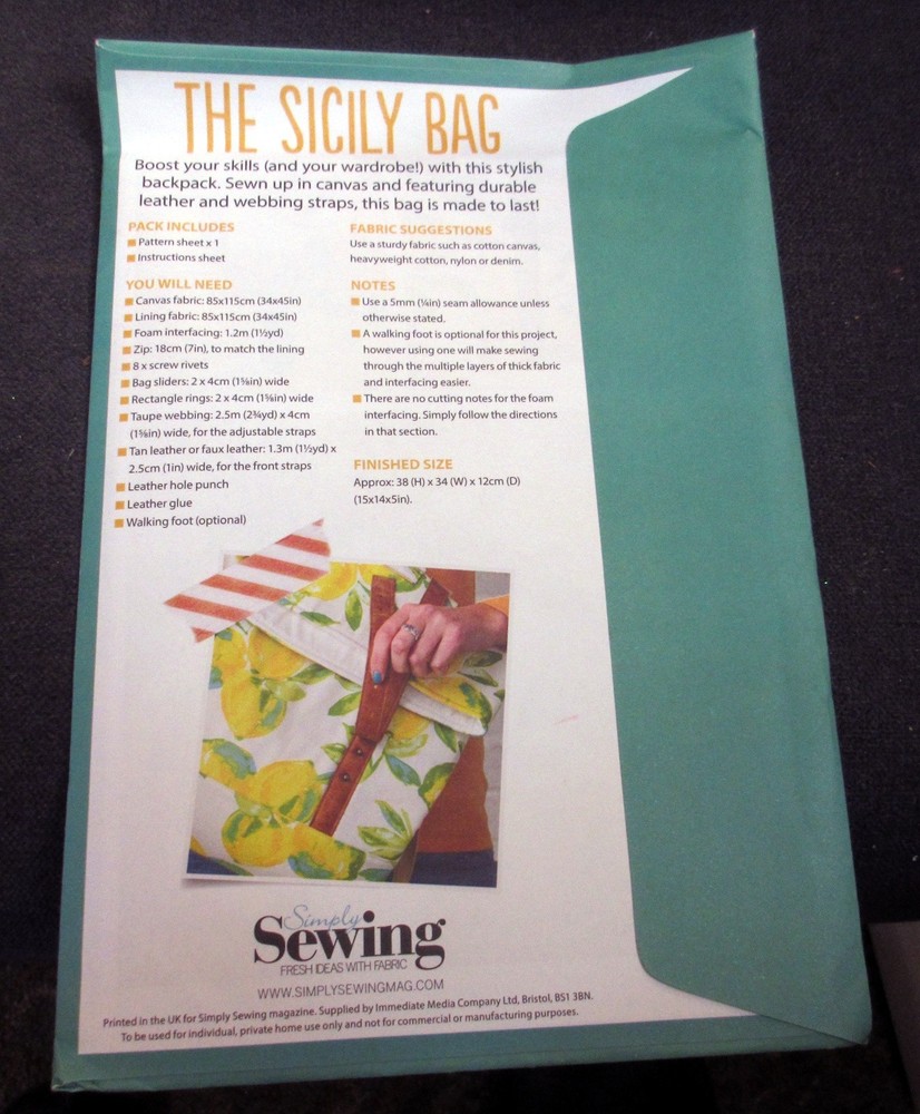Simply Sewing Pattern "The Sicily Bag"- NEW