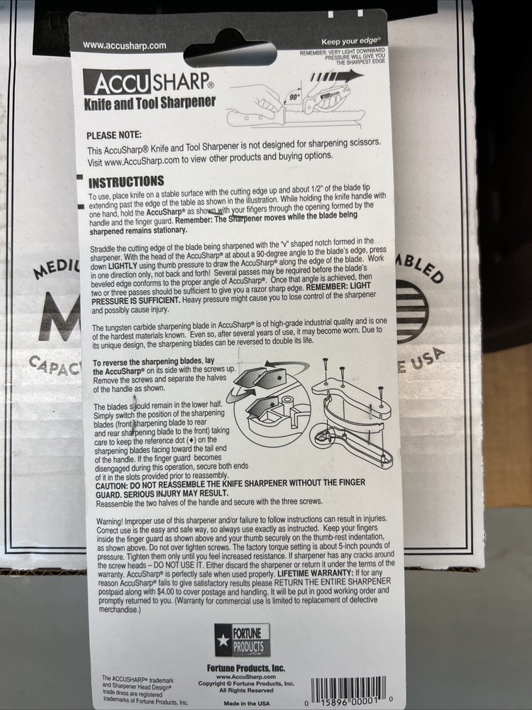 AccuSharp Classic Regular Knife & Tool Sharpener, White/Blue