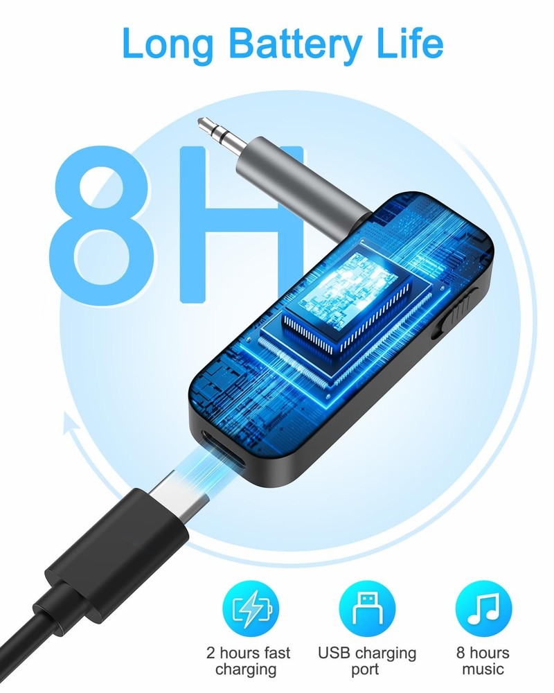 Upgraded Aux Bluetooth 5.4 Adapter for Car, 2 in 1 Bluetooth Receiver Transmi...