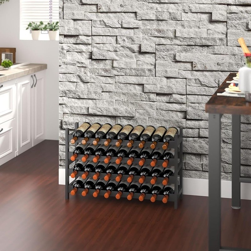 Premium Bamboo Wine Rack Modular Stackable Storage Easy Assembly Modern Design