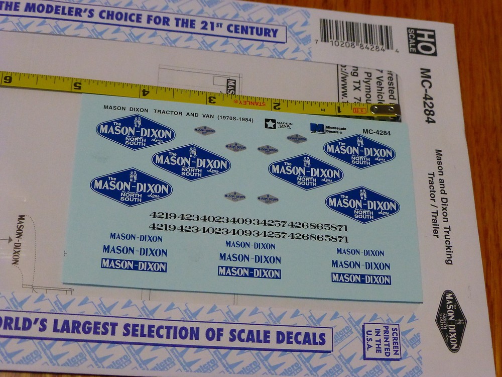 Microscale Decal HO #MC-4284  Mason / Dixon Tractor-Trailer