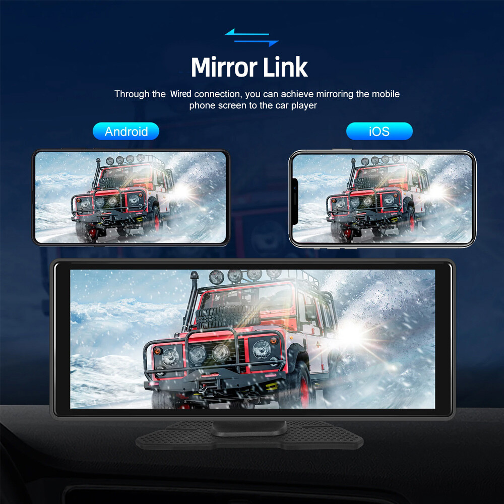 10.26" Portable Car Stereo Wireless IOS CarPlay/Android Bluetooth Touch Screen