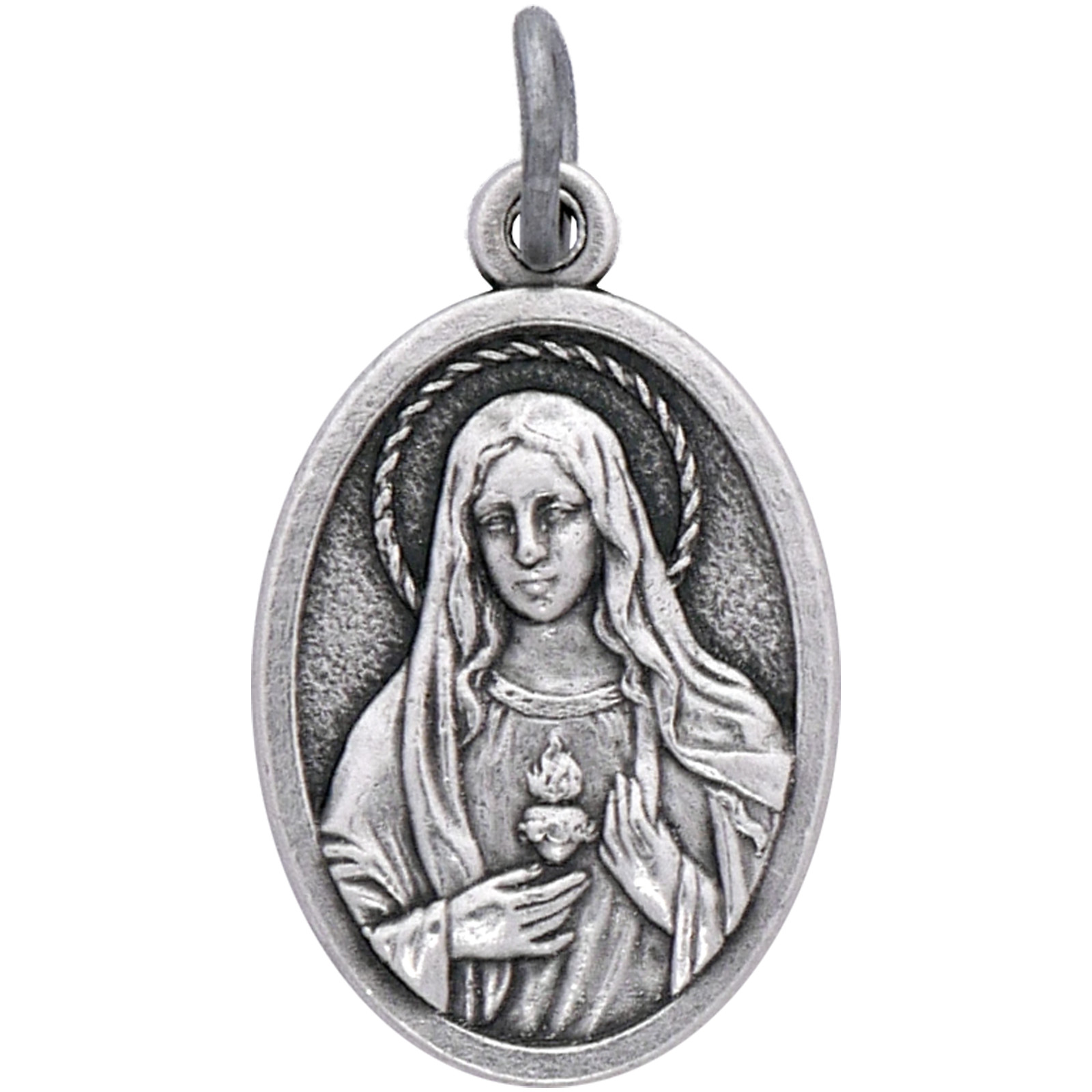 100 Sacred and Immaculate Heart Twin Hearts Bulk Silver-Plated Medals — Italy