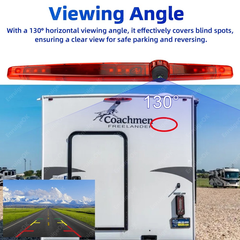 EnruigeOK Surface Mounted 3rd Brake Light Backup Camera Universal for Vans RVs