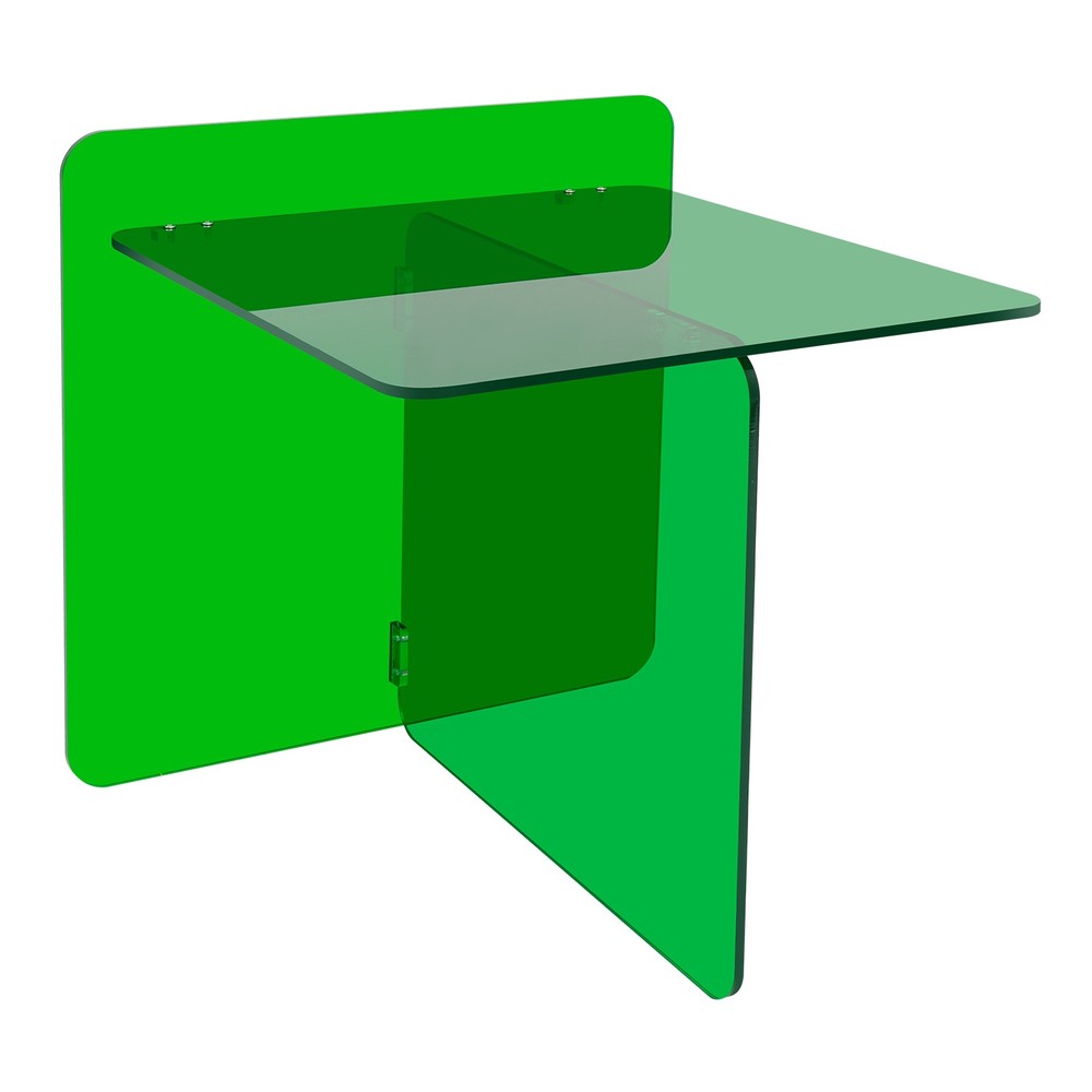 Acrylic Side Table, End Table, Free Standing Green Modern Bedside Table