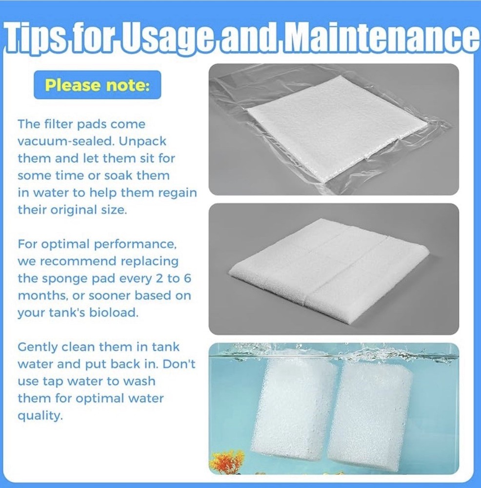 AQUANEAT 6-Pack Replacement Filter Sponge Pads, Foam Insert For AquaClear 70