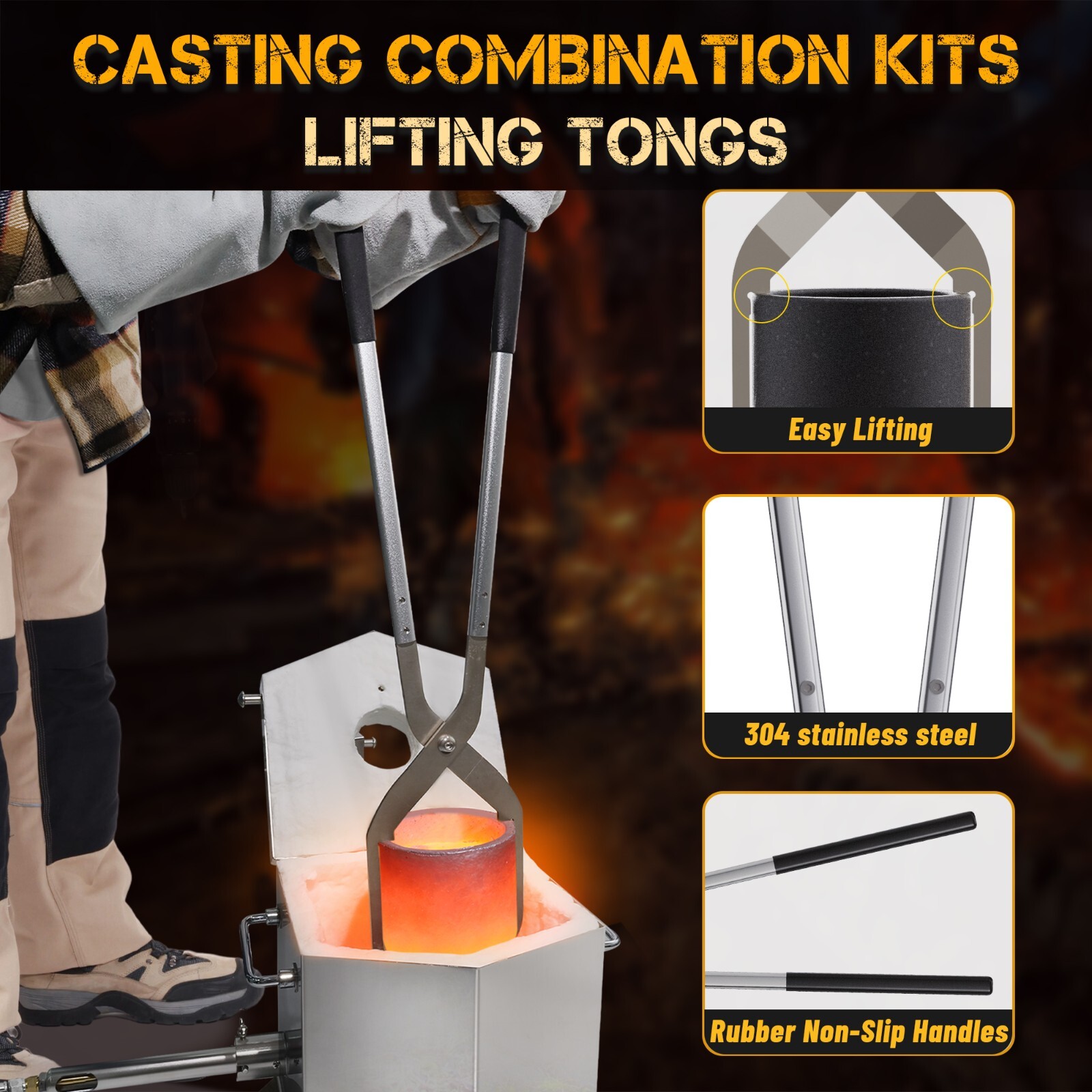 CANALHOUT 9KG/19.5lbs Propane Melting Furnace Kit with Two Tongs and Crucible