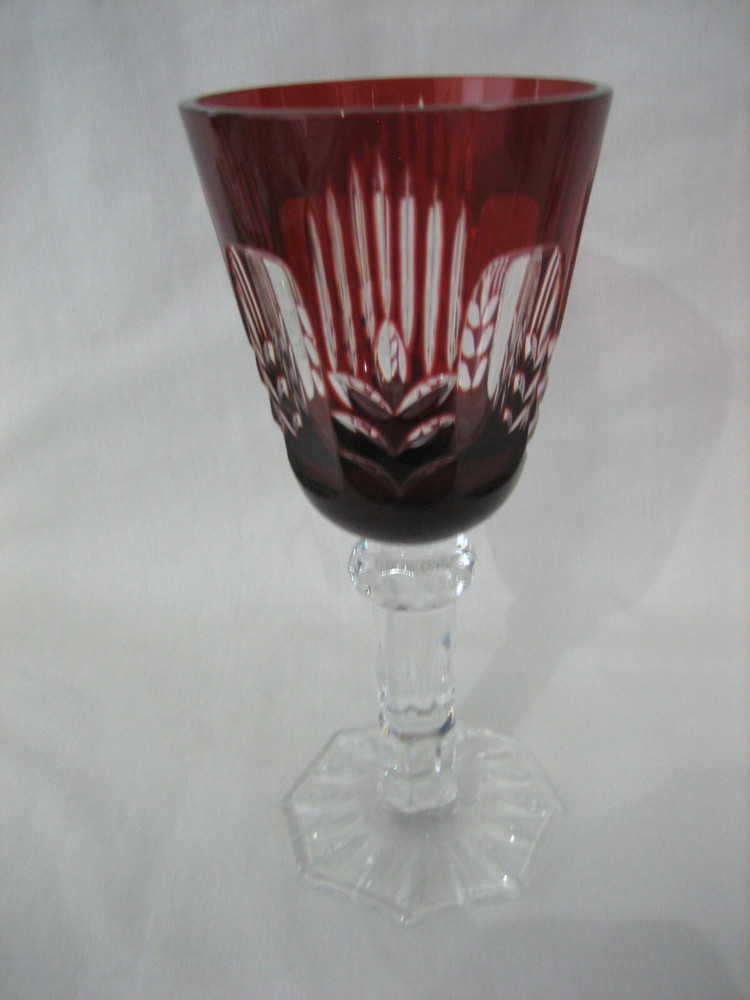 Ruby Red Cut To Clear Crystal Kiddush Cup Glass Goblet Shabbat Passover