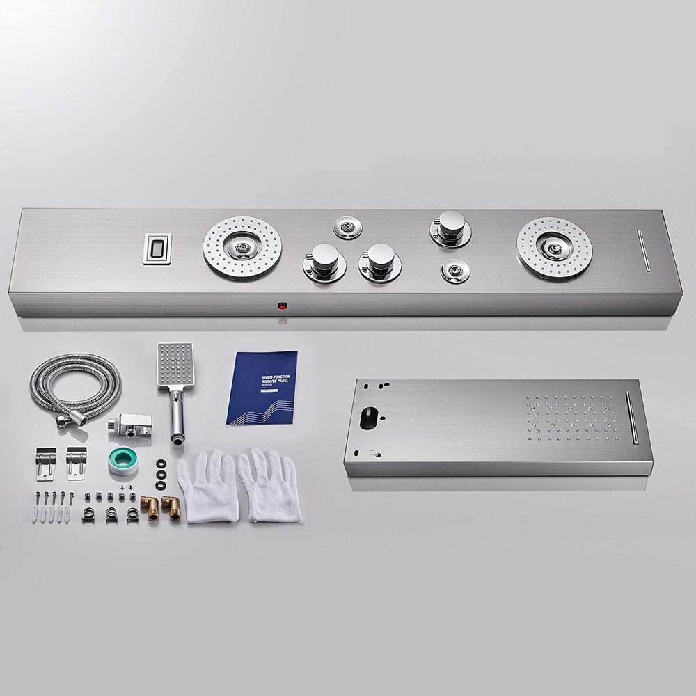 LED Shower Panel Tower Rainfall&Waterfall Shower Head W/ Massage Body Jet System
