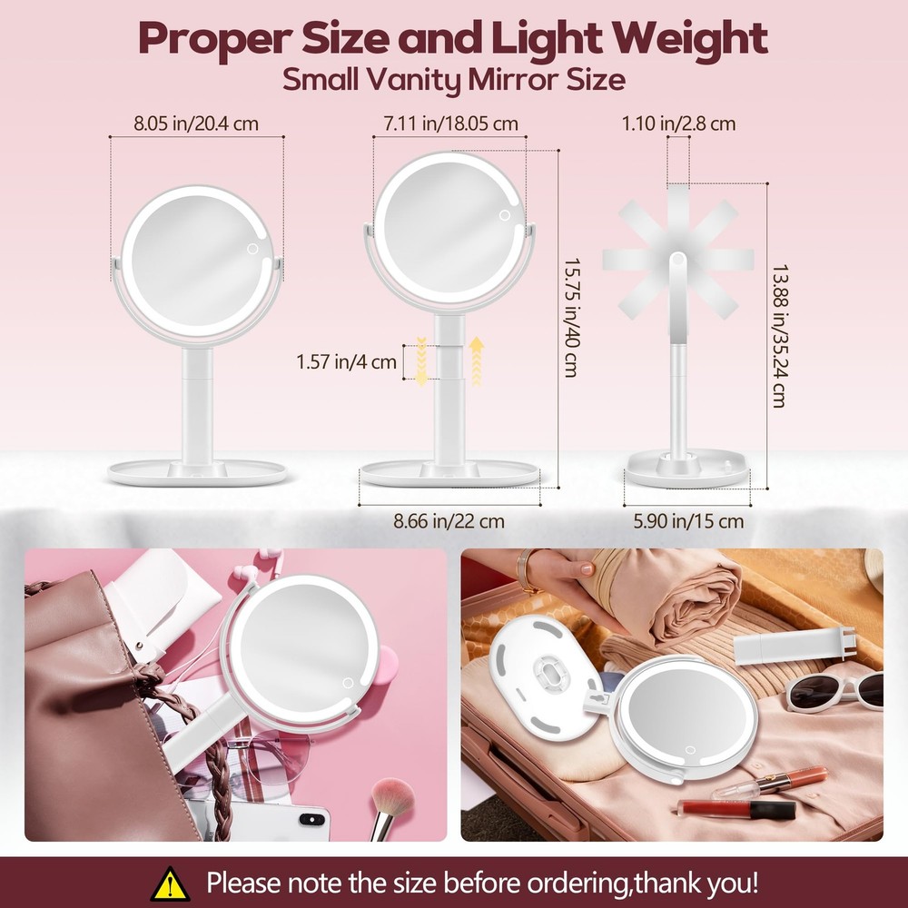 Makeup Mirror with Lights, 30X Magnifying & Height Adjustable, Lighted Magnif...
