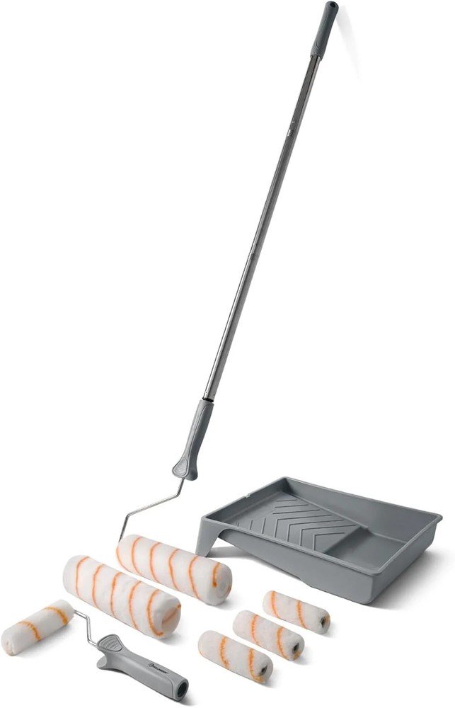 Paint Roller Kit with Extension Pole - 9 Inch Paint Roller with Tray,