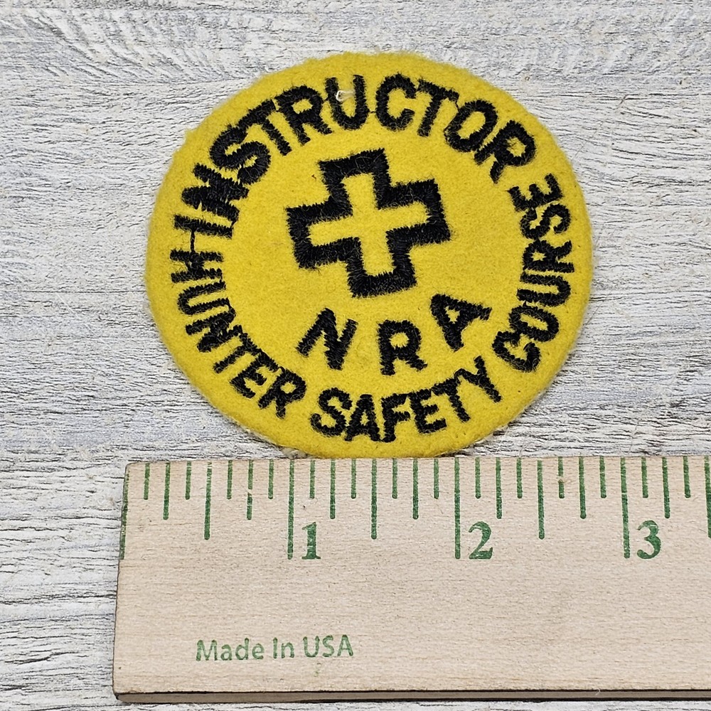 Vintage NRA Hunter Safety Course Instructor 3" Round Patch Yellow Felt