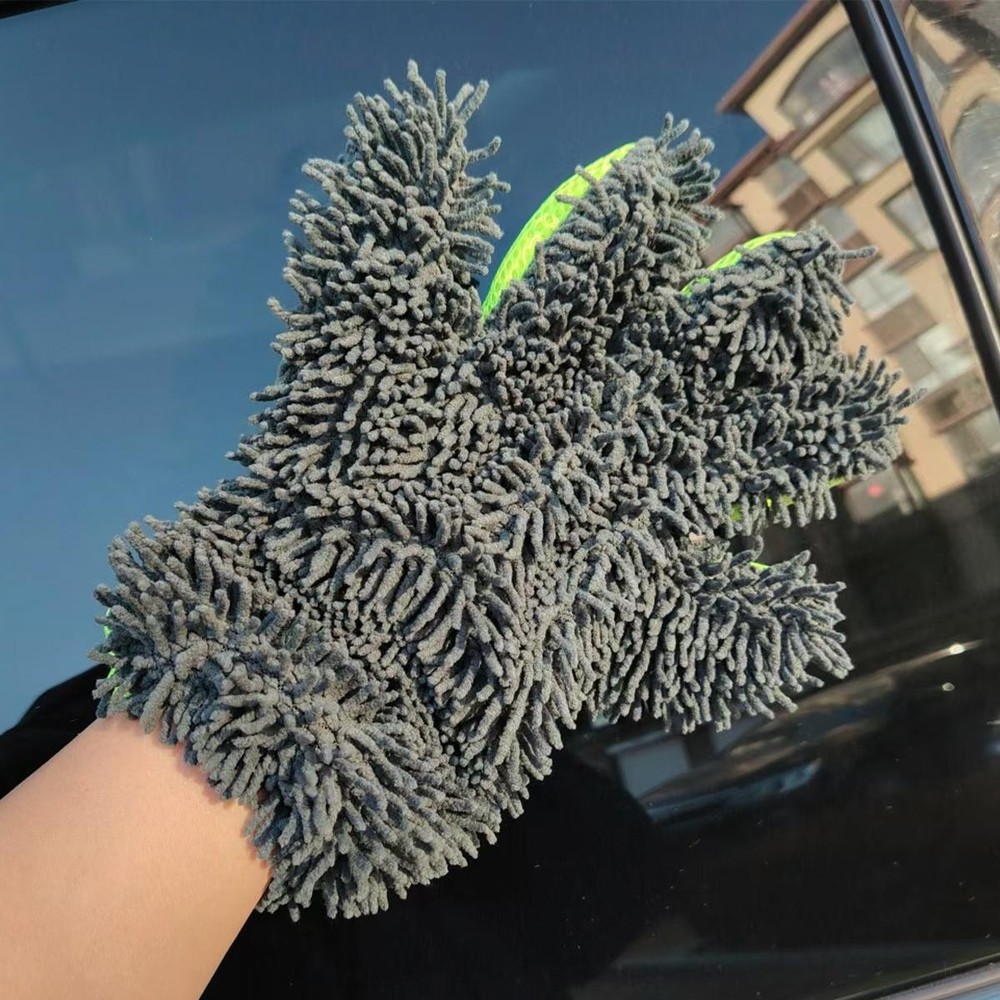 2pcs Microfiber Car Wash Gloves Five Finger Soft Cleaning Use