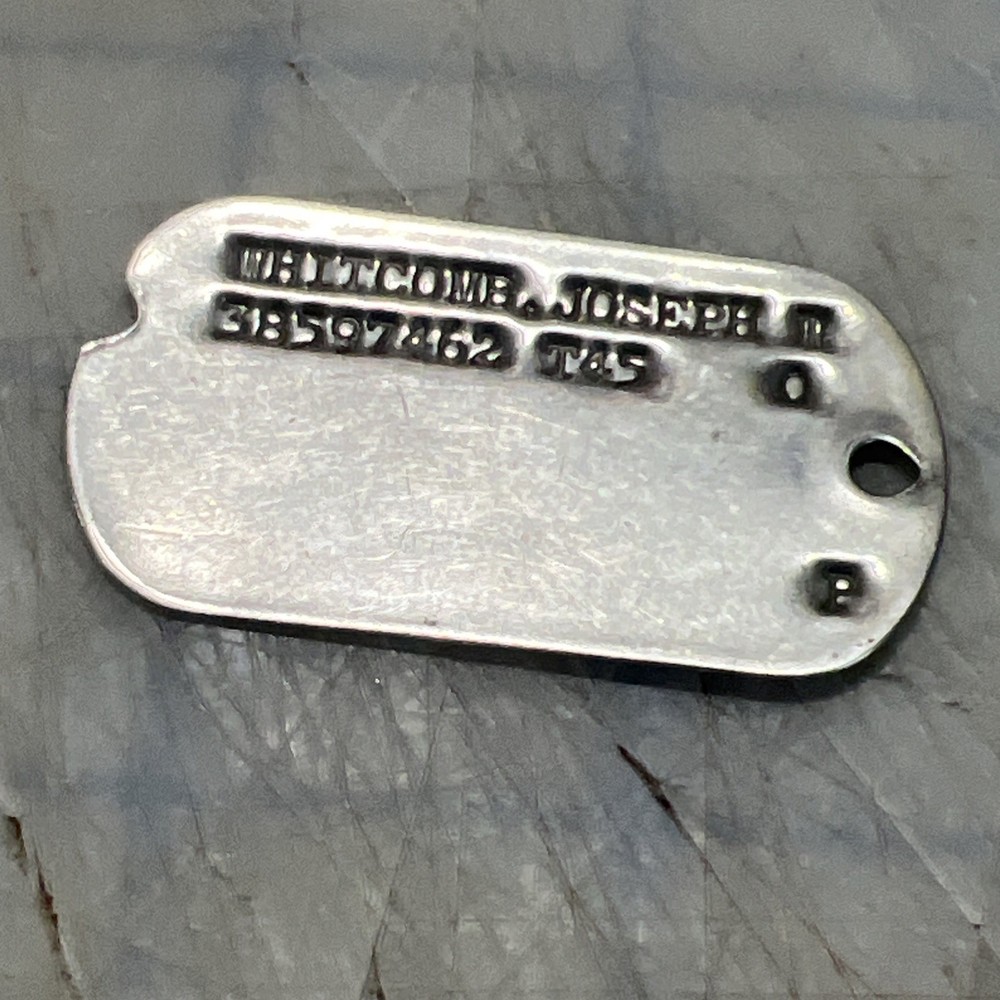 ORIGINAL WORLD WAR 2 WW2 DOG TAG Joseph Whitcomb T-45 O P