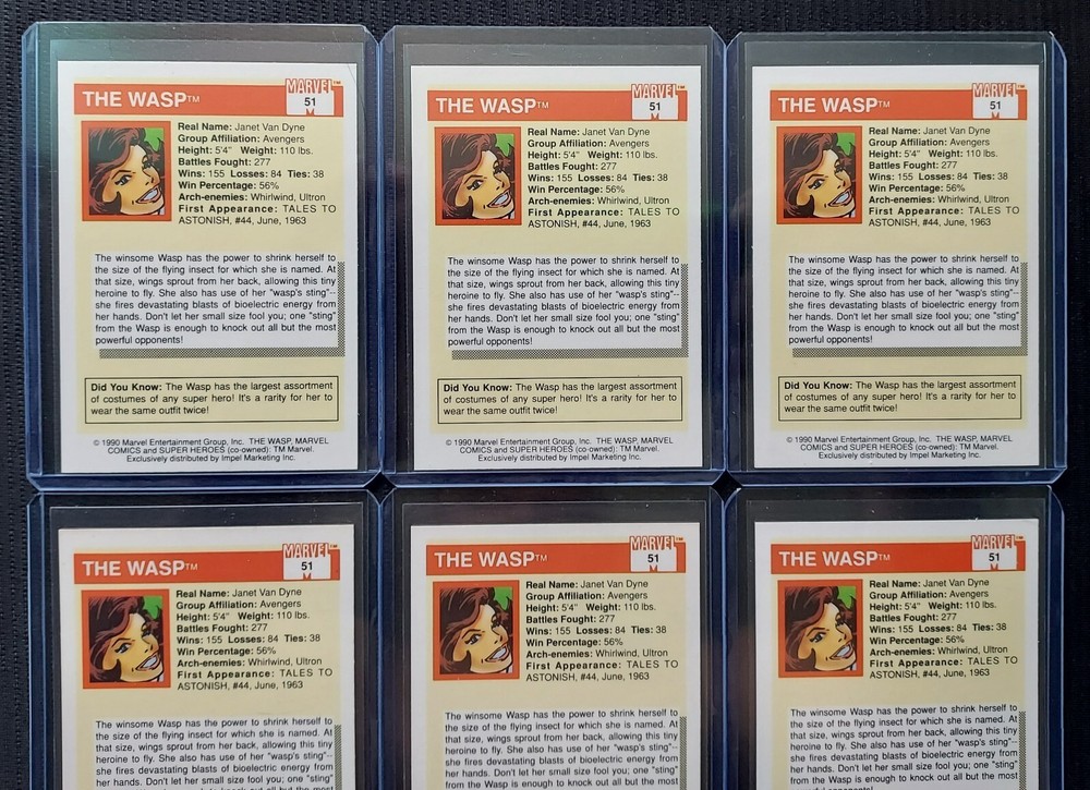 1990 Marvel Impel Wasp Card Lot 💎