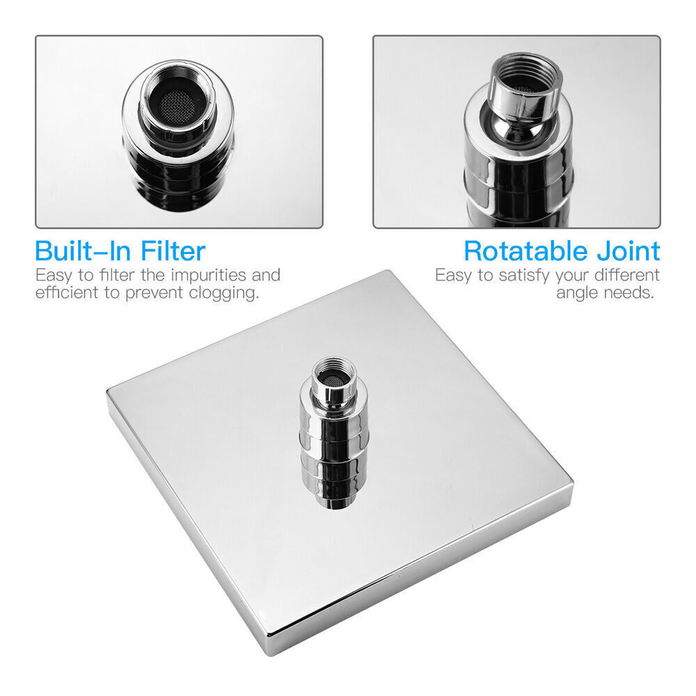 8 inch Rain Shower Head High Flow Rainfall Square 7 Colors Automatic Changing