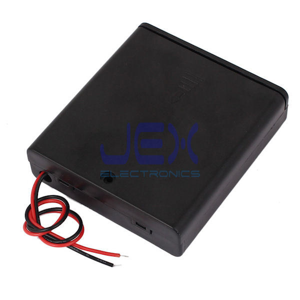 Four/4X AA DIY Battery Holder Case Box 6V/5V With Power Switch & Bare Wire Ends