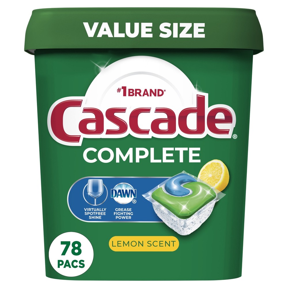 Cascade Complete Dishwasher Pods, Action Pacs Dishwasher Detergent