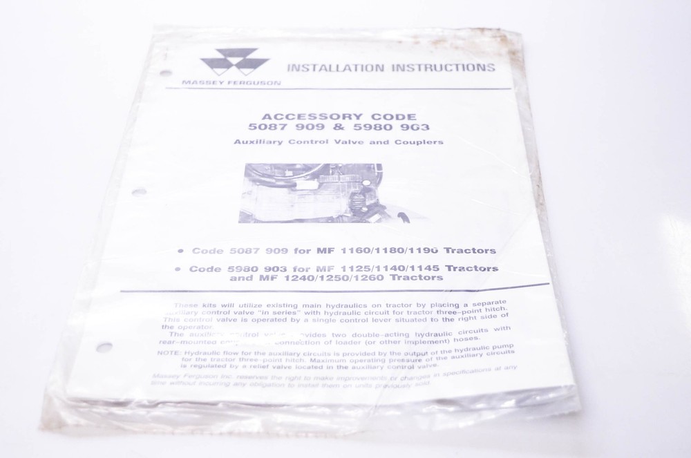 Installation Instructions Auxiliary Control Valve & Couplers