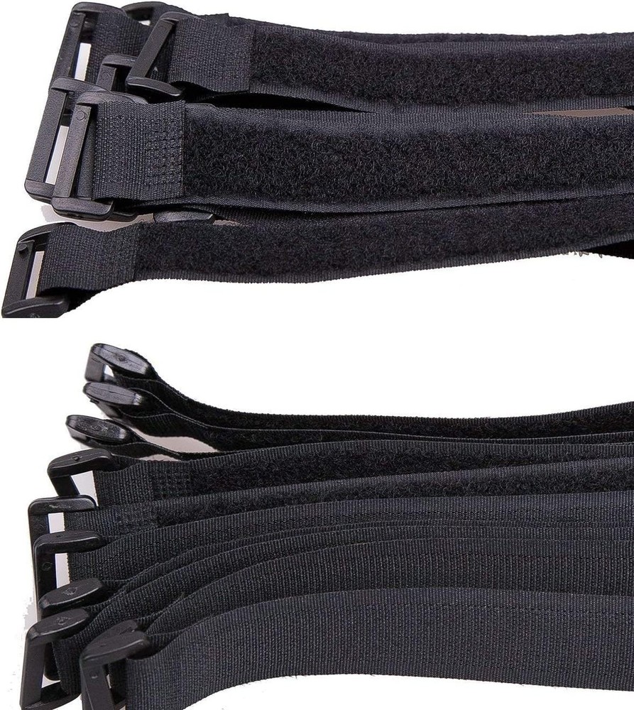 25-Pack Black Reusable Hook Loop Cable Ties 1 in x 12 in Cable Management