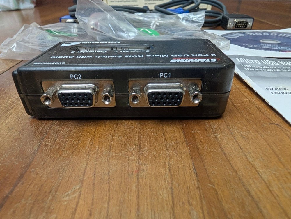 StarTech StarView 2-Port USB Micro KVM Switch Kit w/Audio & Cables SV221KUSB