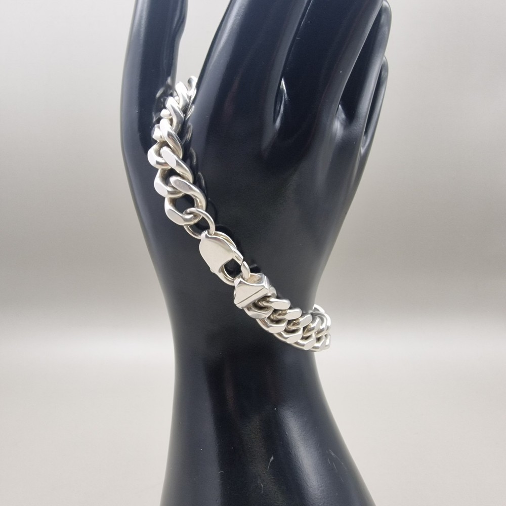 Sterling Silver Curb Link Bracelet – Solid 925 – Classic Heavy Chain
