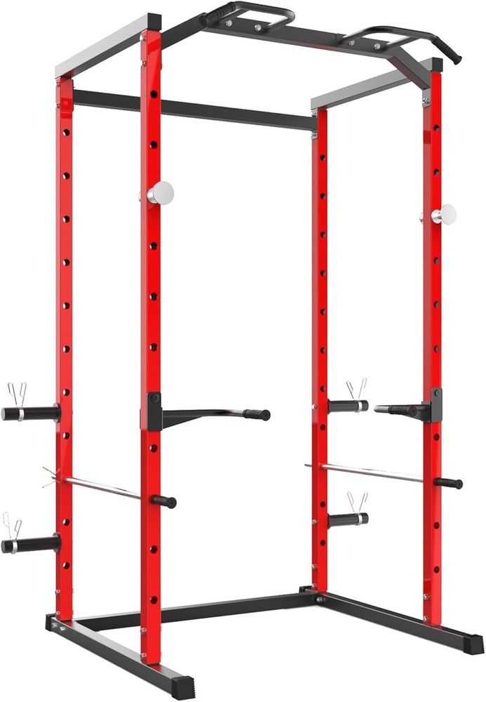 Cage Squat Rack 1100LB with Pull-Up Bar, Adjustable Safety Bars Bench Press Rack