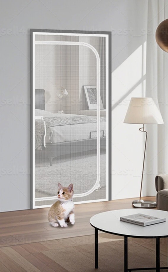Heavy Duty Pets Mosquito Proof Screen Door with Hook&Loop and Bilateral Zipper