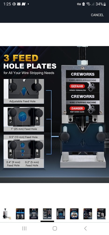 CREWORKS Manual Wire Stripper Machine, 0.06"-1" Wire Stripping Machine, Wire...